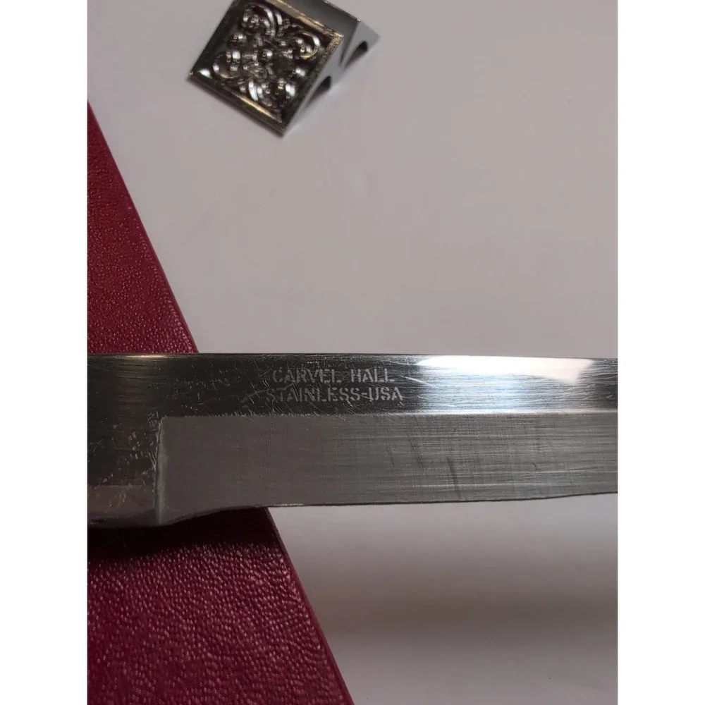 Mid-Century Modern Carvel Hall Meat Carver Knife With Knife Stand Stainless USA